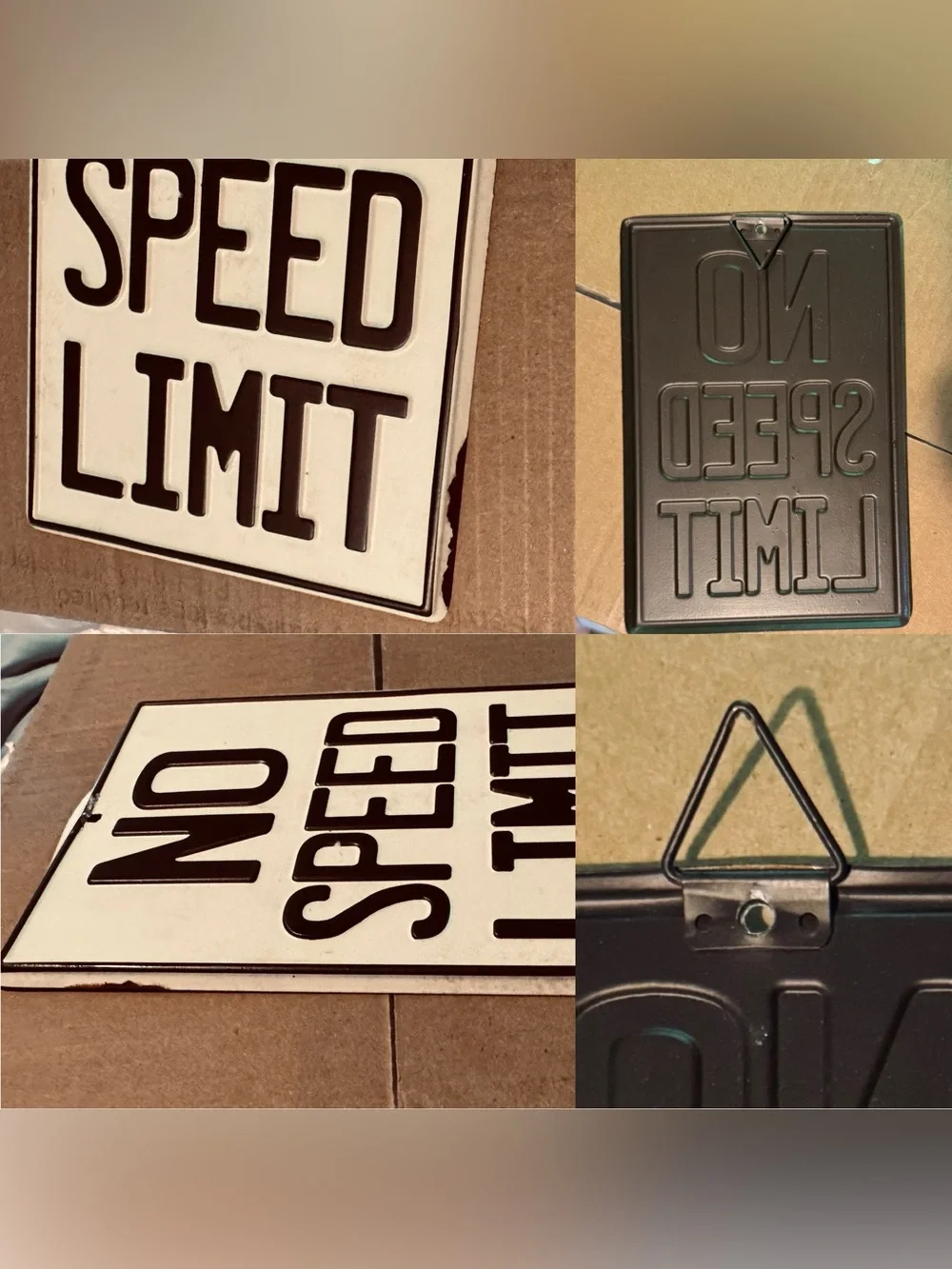 SMALL/MINI — “No Speed Limit” — Wall Sign - Black on RUSTIC/AGED Cream
